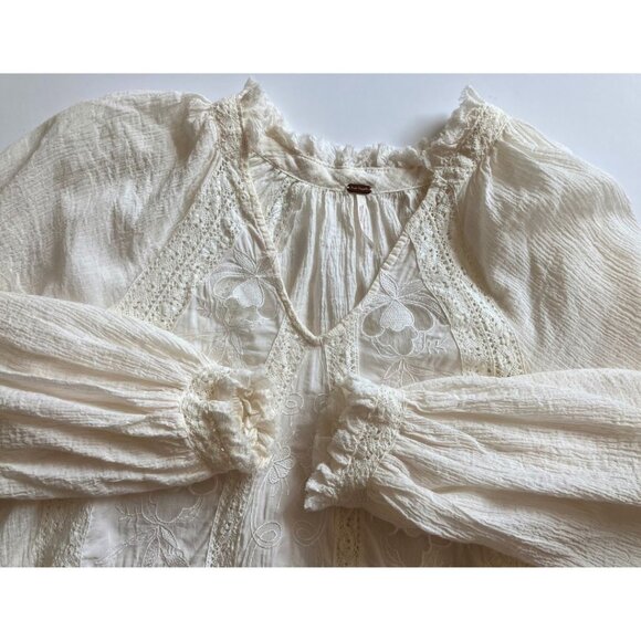 Free People Sivan Embroidered Top Ivory Size XS - Picture 6 of 8